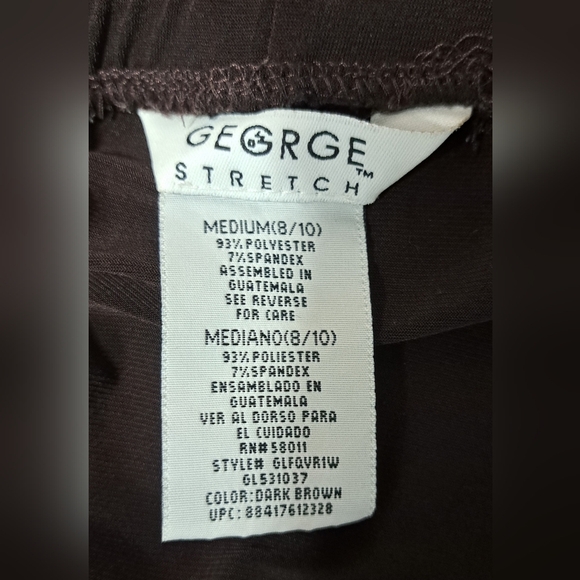 George Stretch Brown Skirt M 8-10 Slinky Stretch Knit Elastic Waist Pull On - Picture 4 of 6